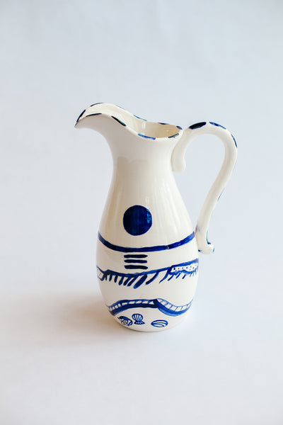 Crescent Moon Pitcher with seashell details