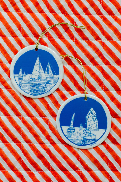 Sailboat Opti Porcelain Ornament