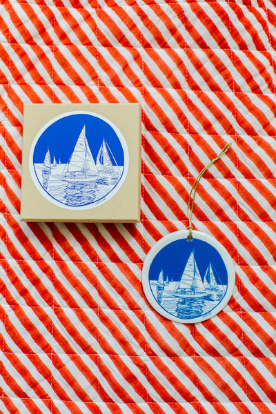 Sailboat Yacht Porcelain Ornament