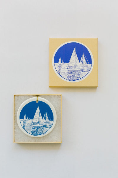 Sailboat Yacht Porcelain Ornament