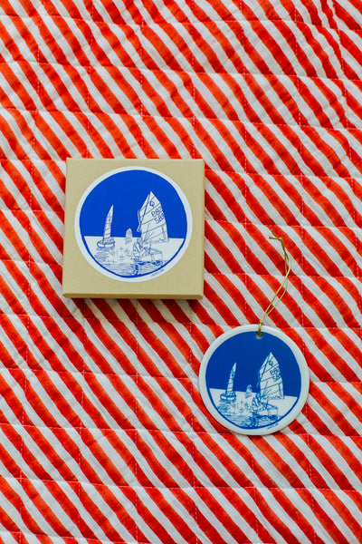 Sailboat Opti Porcelain Ornament