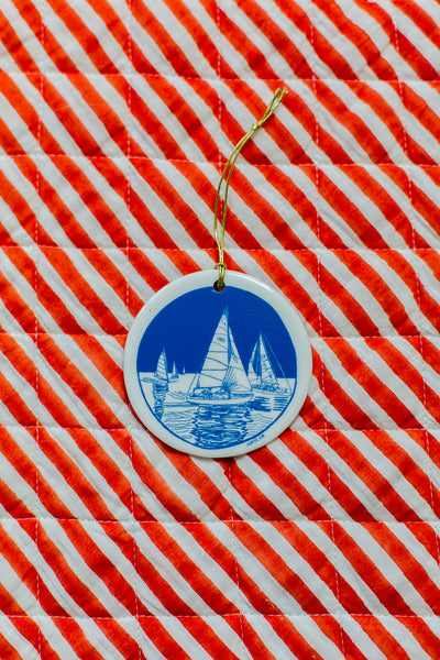 Sailboat Yacht Porcelain Ornament