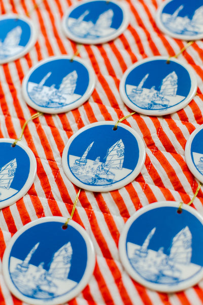 Sailboat Opti Porcelain Ornament