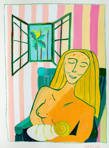 Woman in Chair with Palms