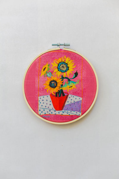 Orange Sunflowers Embroidery Kit
