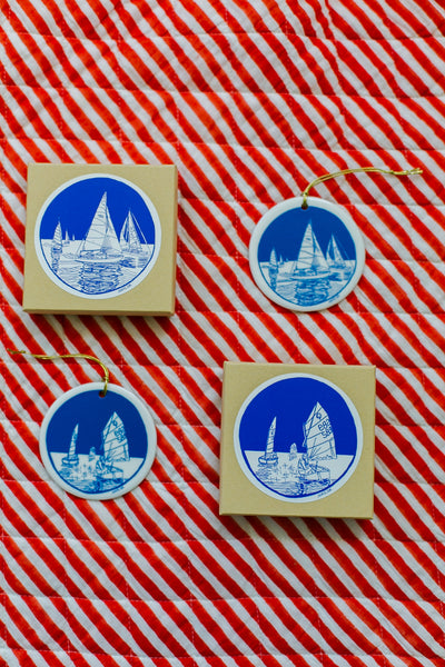 Sailboat Yacht Porcelain Ornament