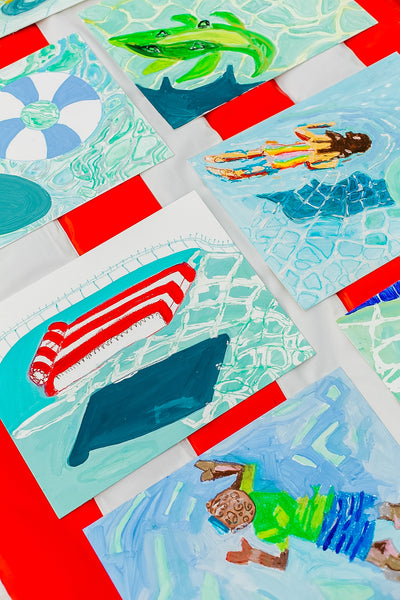 Red and White Striped Raft