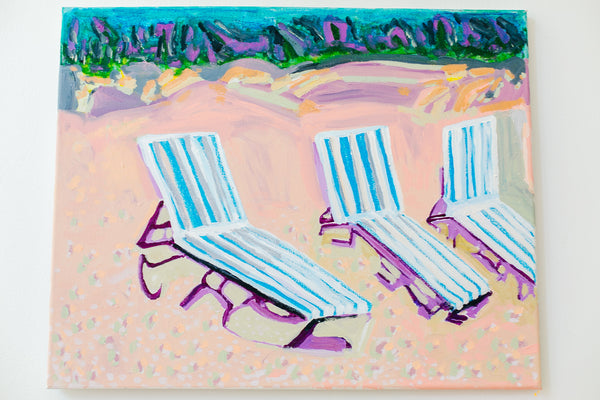 Blue and White Striped Chairs