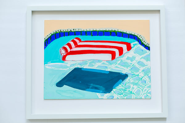 Red and White Striped Raft