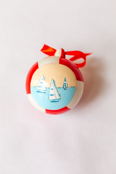 Red Checkered Sailing Ornament