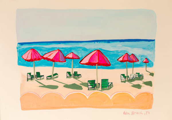 Pink Umbrellas in Palm Beach