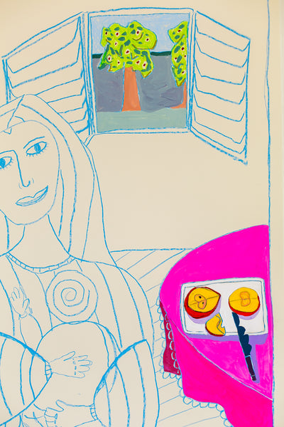 Woman in Chair with Apples