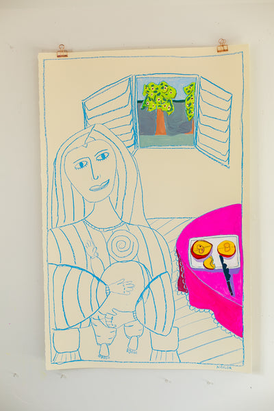 Woman in Chair with Apples