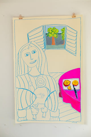 Woman in Chair with Apples