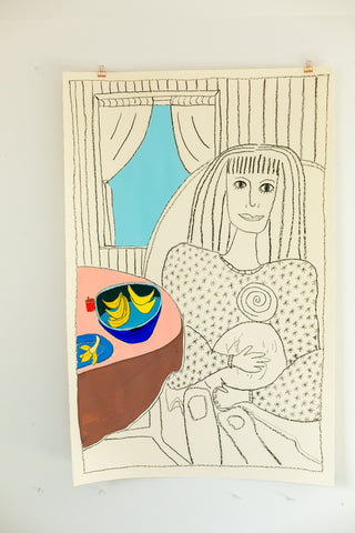 Woman in Chair with bananas