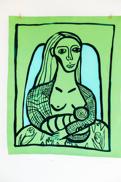 Woman in Chair with Flowered Robe