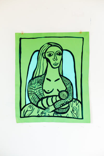 Woman in Chair with Flowered Robe