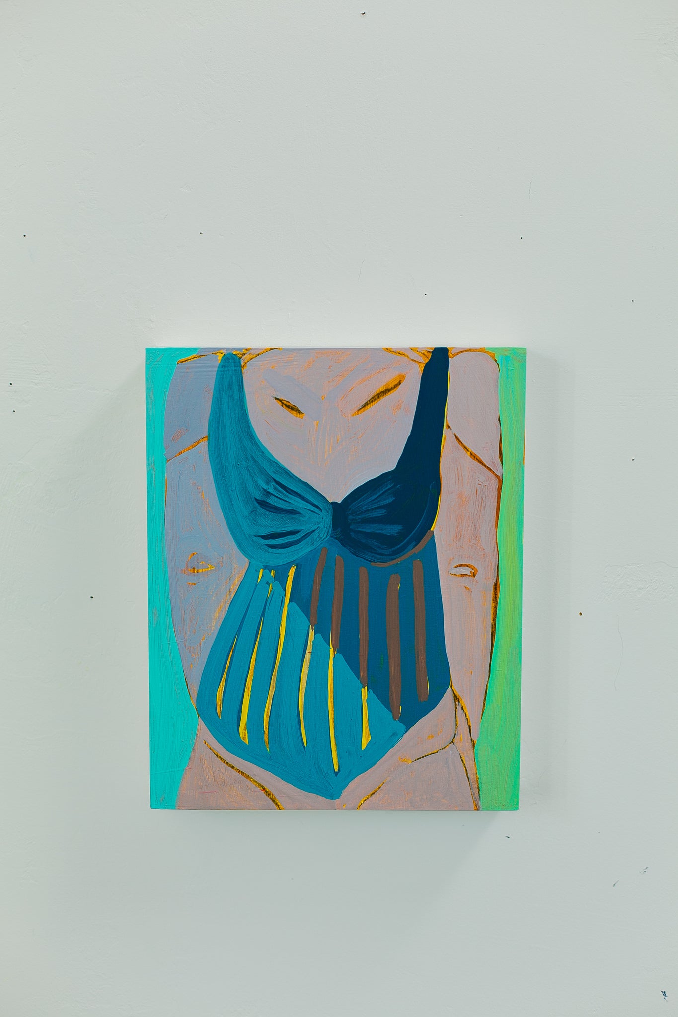 Turquoise Striped Bathing Suit