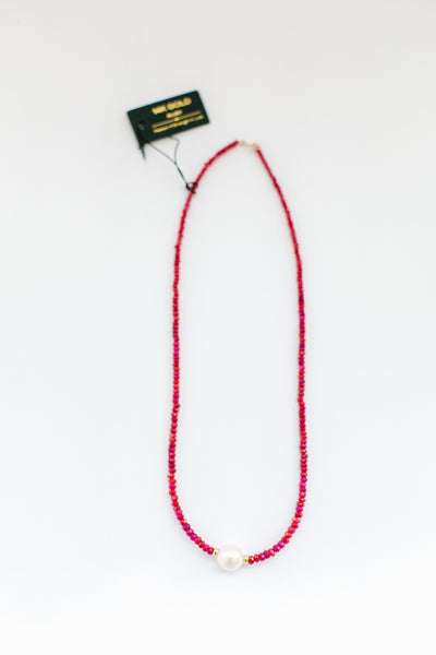 Ruby and Genuine Pearl Necklace