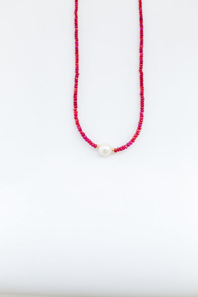 Ruby and Genuine Pearl Necklace