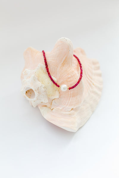 Ruby and Genuine Pearl Necklace