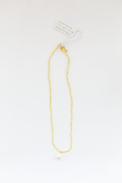 18K Gold Plated + Sterling Silver Freshwater Pearl Necklace