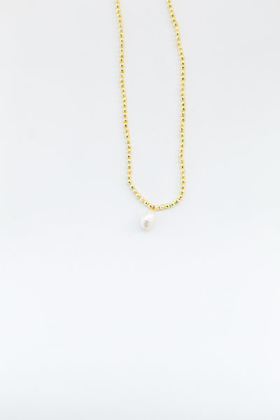 18K Gold Plated + Sterling Silver Freshwater Pearl Necklace