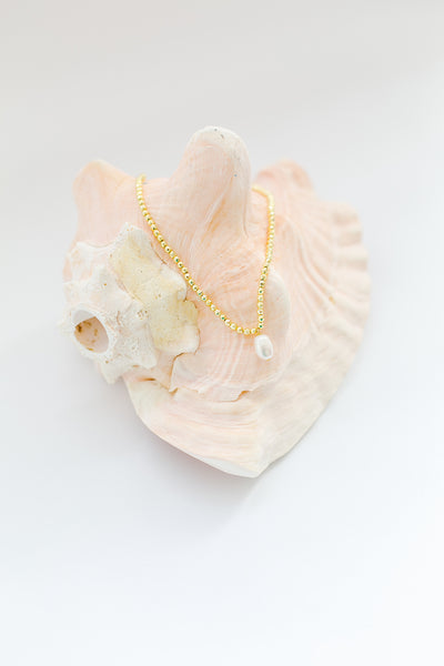 18K Gold Plated + Sterling Silver Freshwater Pearl Necklace